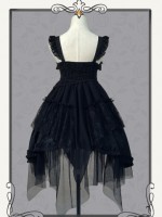 Black Sweet Gothic Jacquard Rose JSK Suspender Dress