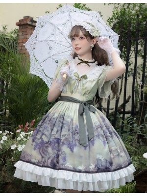 Sweet Lolita Dress Printed Elegant Lace Dress