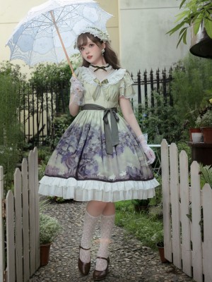 Sweet Lolita Dress Printed Elegant Lace Dress