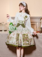 Sweet JSK Japanese Style Small Fresh Print College Style Lolita Suspender Dress