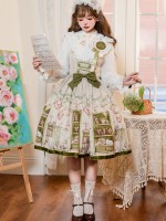 Sweet JSK Japanese Style Small Fresh Print College Style Lolita Suspender Dress