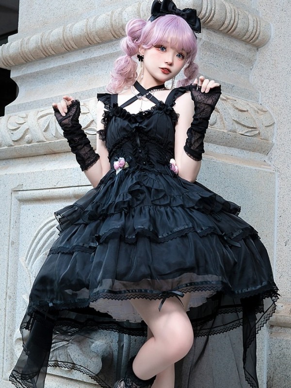 Ballet Style Lolita Light Wedding Ruffled Lolita Suspender Dress