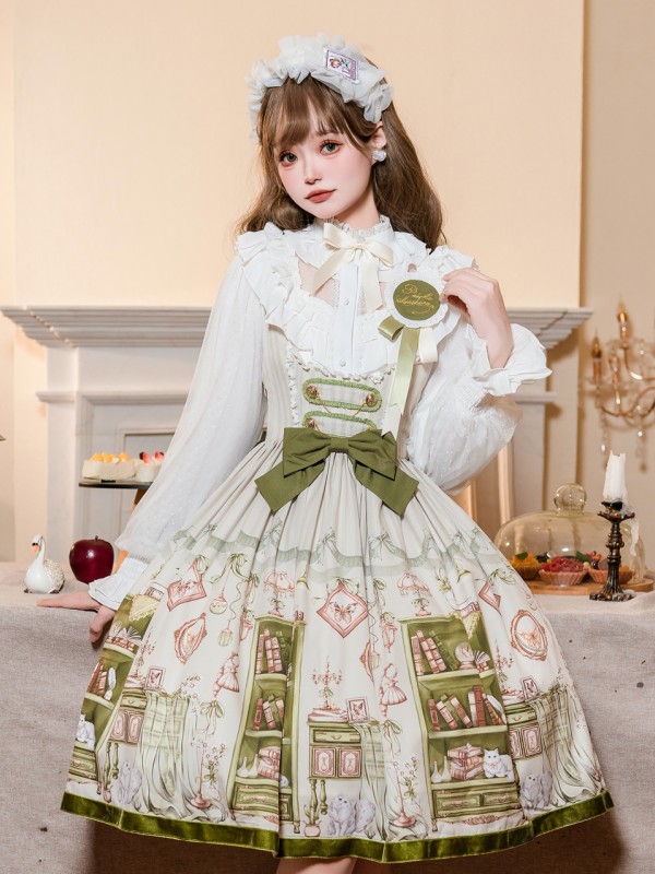 Sweet JSK Japanese Style Small Fresh Print College Style Lolita Suspender Dress