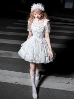 White Sweet Princess Dress Lolita Suit Suspender Dress