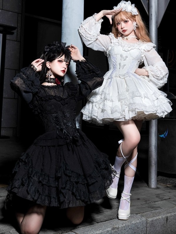 White Sweet Princess Dress Lolita Suit Suspender Dress