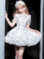 White Sweet Princess Dress Lolita Suit Suspender Dress