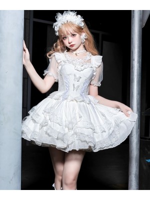 White Sweet Princess Dress Lolita Suit Suspender Dress