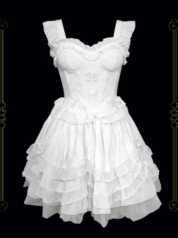 White Sweet Princess Dress Lolita Suit Suspender Dress