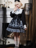 Lolita Dark Long-sleeved OP Lace Dress For Halloween