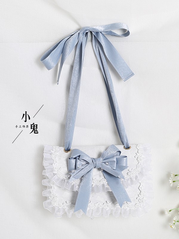 Japanese JK Sweet Lace Lolita Pearl Bow Bag