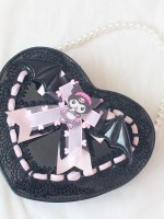 Kuromi Black Pink Heart Bag Lolita Handbag Messenger Bag