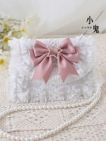 Sweet Lolita Bow Elegant Pearl Chain Lace Handbag