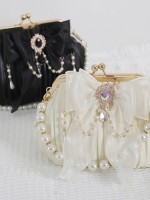 Retro Lolita Pearl Bow Bag Shell Bag Crossbody Bag