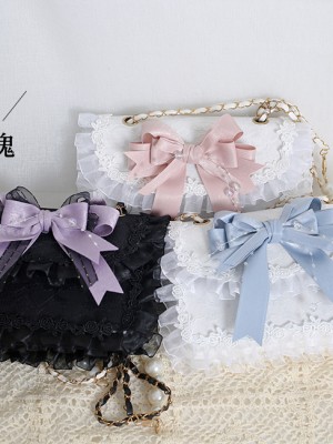 Japanese JK Sweet Lace Lolita Pearl Bow Bag