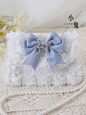 Sweet Lolita Bow Elegant Pearl Chain Lace Handbag