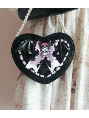 Kuromi Black Pink Heart Bag Lolita Handbag Messenger Bag