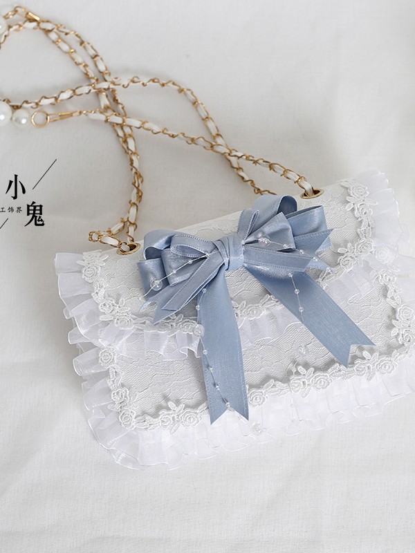 Japanese JK Sweet Lace Lolita Pearl Bow Bag