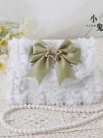 Sweet Lolita Bow Elegant Pearl Chain Lace Handbag