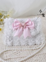 Sweet Lolita Bow Elegant Pearl Chain Lace Handbag