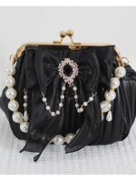 Retro Lolita Pearl Bow Bag Shell Bag Crossbody Bag