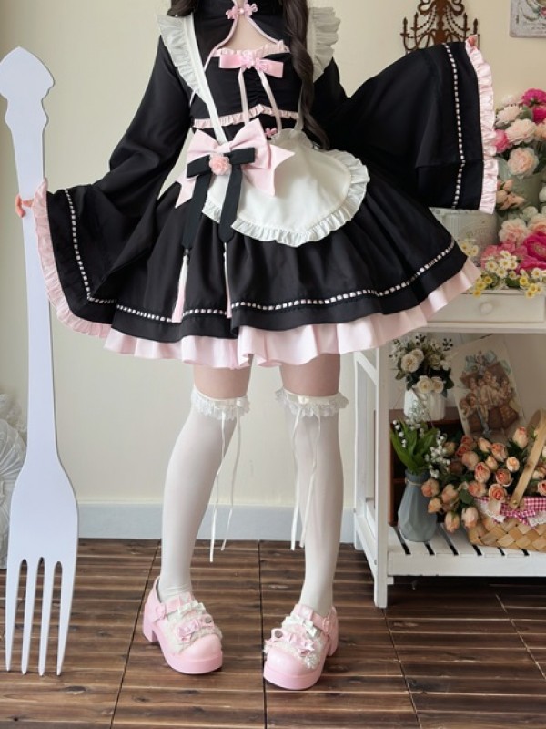 Black Lolita Dress Sweet Maid JSK Suspender Dress