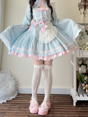 Blue Lolita Dress Sweet Maid JSK Suspender Dress