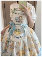 Sweet and Cute Lolita Dress With Printed Suspenders