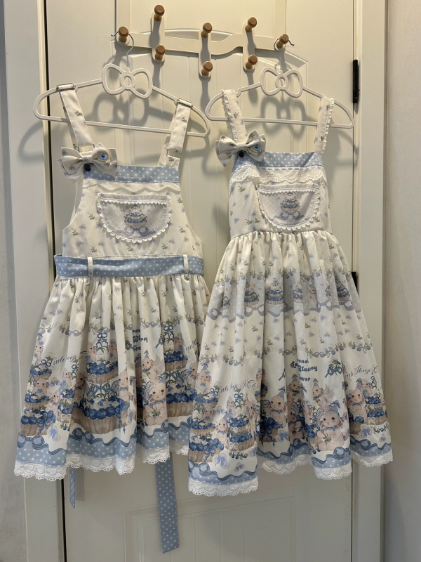 Sweet and Lovely Blue Printed Lolita Suspender Skirt