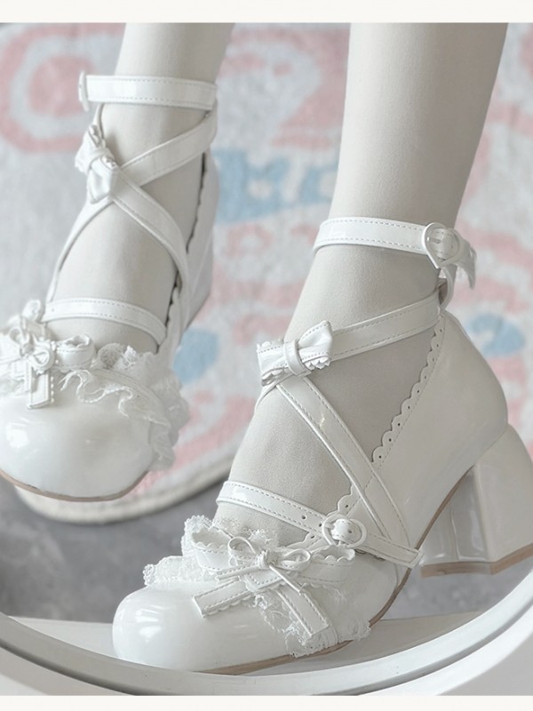 Lace Round Head Ballet Style Sweet Lolita Shoes