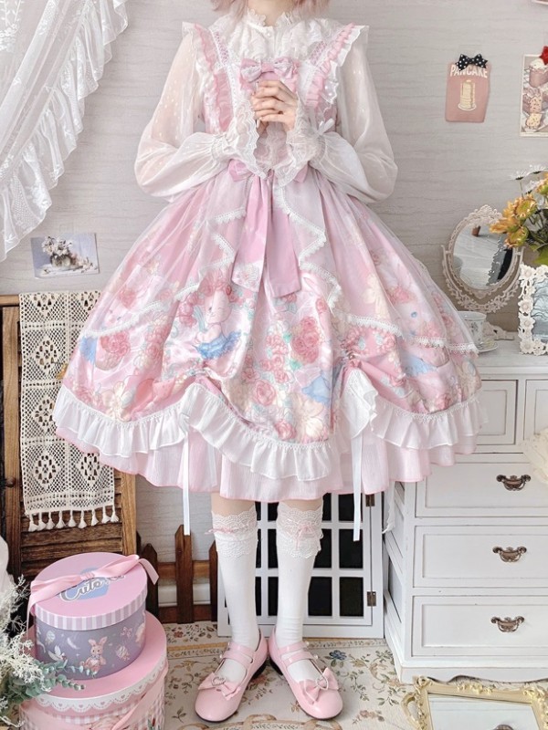 Sweet and Cute Printed Dress JSK Lolita Suspender Skirt