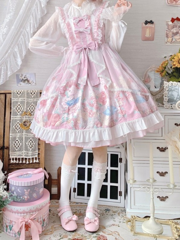 Sweet and Cute Printed Dress JSK Lolita Suspender Skirt