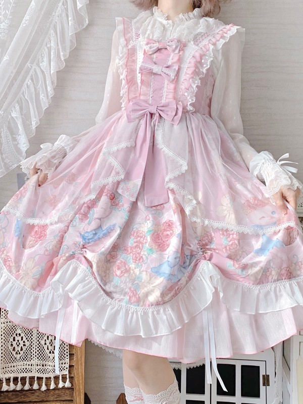 Sweet and Cute Printed Dress JSK Lolita Suspender Skirt