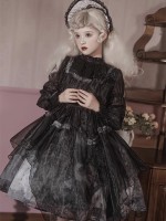 Lolita Gothic Girl Dead Leaf JSK Dark Wind Lolita Mesh Suspender Dress