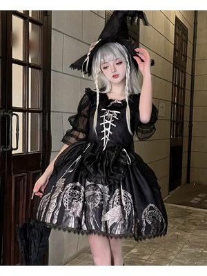 Dark Ballet Style Gothic Retro Halloween JSK Suspender Skirt