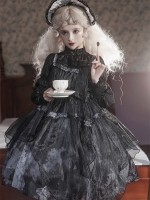 Lolita Gothic Girl Dead Leaf JSK Dark Wind Lolita Mesh Suspender Dress