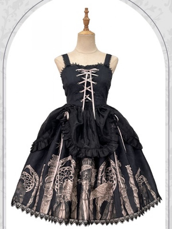 Dark Ballet Style Gothic Retro Halloween JSK Suspender Skirt