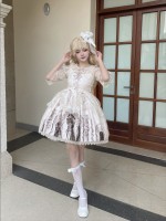 White Ballet Style Gothic Retro Halloween JSK Suspender Skirt