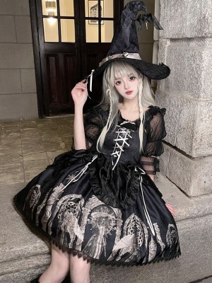 Dark Ballet Style Gothic Retro Halloween JSK Suspender Skirt