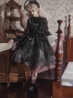 Lolita Gothic Girl Dead Leaf JSK Dark Wind Lolita Mesh Suspender Dress