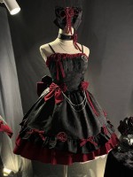 Red and Black Gothic Lolita Dress JSK Sweet and Cool Puffy Princess Dress