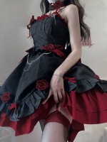 Red and Black Gothic Lolita Dress JSK Sweet and Cool Puffy Princess Dress