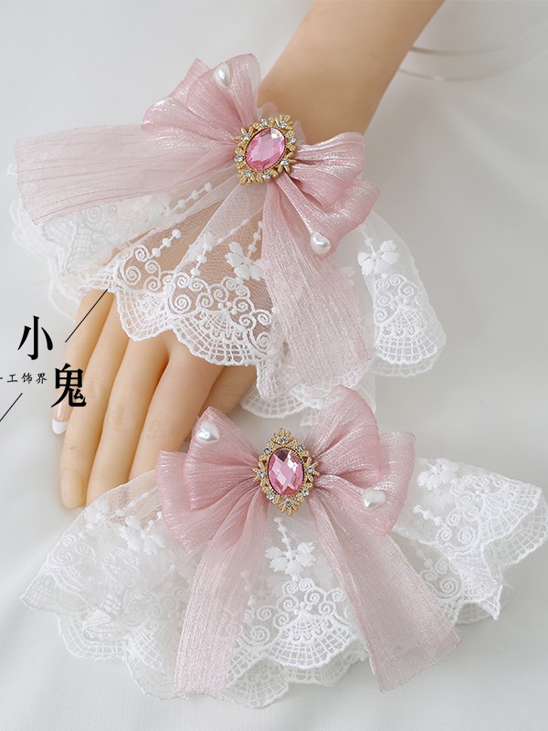 Sweet Lace Lolita Snow Yarn Bow Sleeve Bracelet