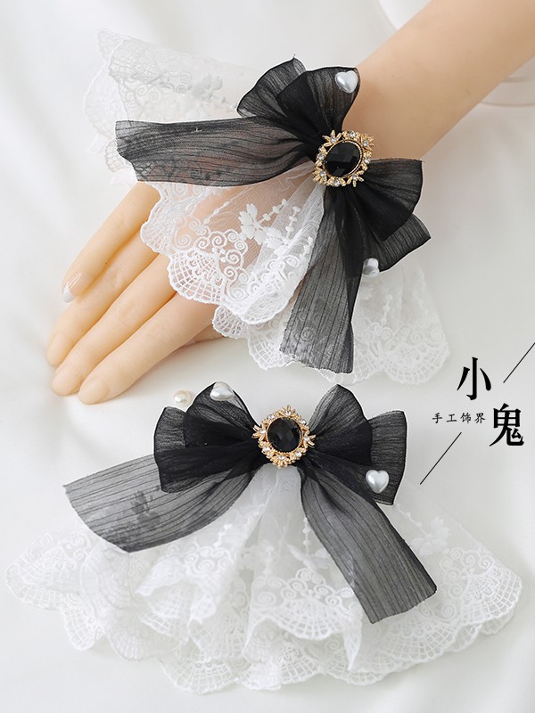 Sweet Lace Lolita Snow Yarn Bow Sleeve Bracelet