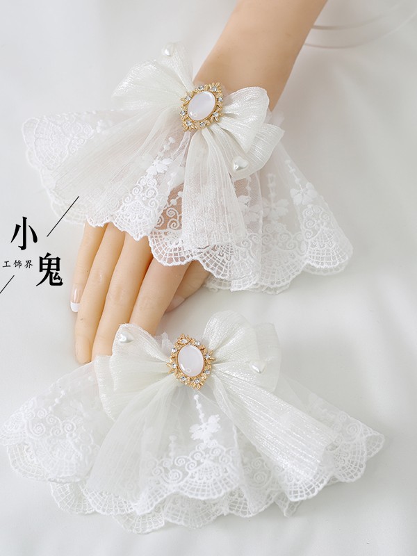 Sweet Lace Lolita Snow Yarn Bow Sleeve Bracelet