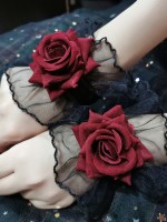 Burgundy Dark Gothic Lolita Lolita Lace Rose Sleeves