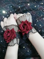 Burgundy Dark Gothic Lolita Lolita Lace Rose Sleeves