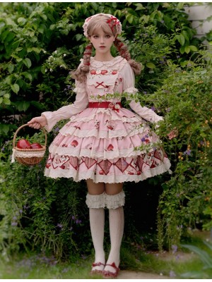 Sweet Embroidery Print Short Lolita Dress