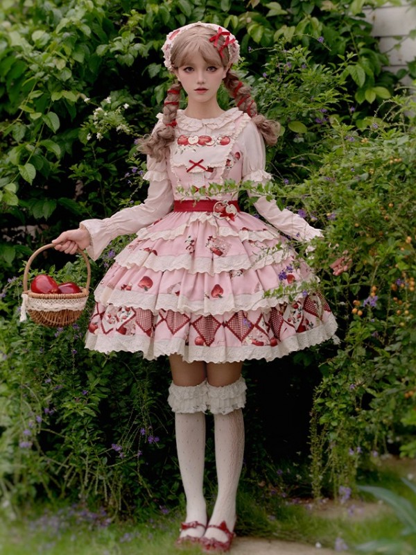 Sweet Embroidery Print Short Lolita Dress