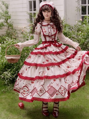 Sweet Heavy Embroidery Print Big Swing Lolita Dress