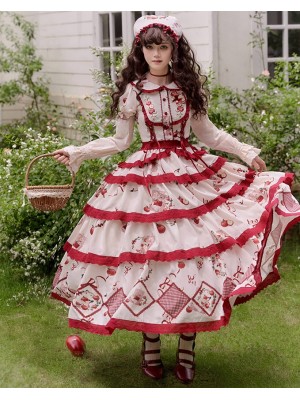 Sweet Heavy Embroidery Print Big Swing Lolita Dress